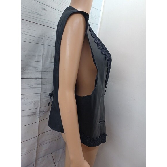 Plus Factor Womens Black Vest Faux Leather Lace pockets Plus Sz 22W - Picture 3 of 8